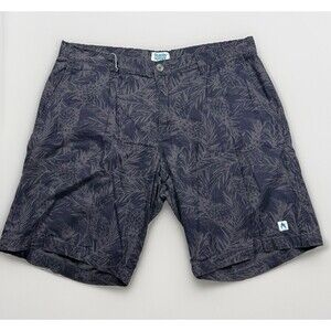 Vintage Y2K Burnin Water Men's XL Blue Floral Cargo Shorts Flat Front 9" Inseam